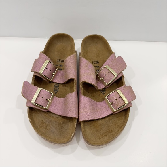 Birkenstock Arizona Washed Metallic Pink Sandals - Picture 5 of 7